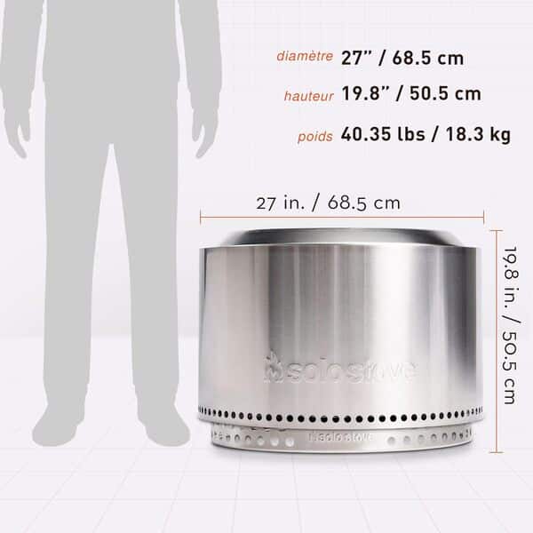 Solo Stove Brasero Yukon et Support 2.0 | Brasero de sans émission de fumée, Combustion Naturelle du Bois, avec bac à Cendres Amovible, Acier Inoxydable, 68,5 x 50,5 cm, 18,3 kg, Argent