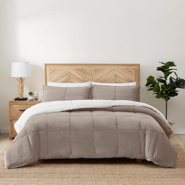 UGG - Parure de lit Blissful - Literie Douce et Confortable - Couette réversible et taies d'oreiller - Grand lit - Accents de Chambre à Coucher - Fauve