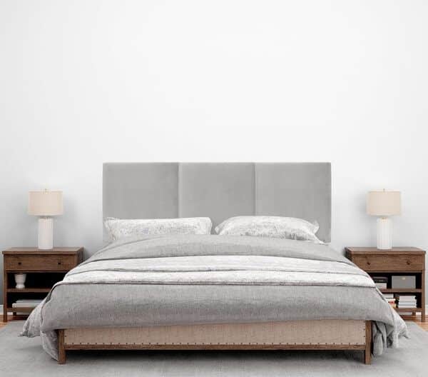 DHOME Tête de lit en Velours Haut DE Gamme Moderne Modulaire Lisse Sophistiqué Tête de lit tapissée Chambre à Coucher de Luxe Literie tapissée (Velours Gris Clair, 160x50cm (150/160))