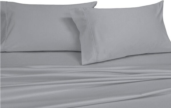 Royal Hotel Top-Split-King : draps de lit double réglable gris uni 550 fils 100 % coton peigné, satin solide, poche profonde