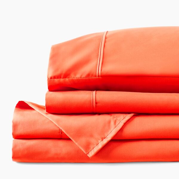 PeachSkinSheets Parure de lit corail chaud – Niveau de douceur 1500 fils – Draps extra doux et rafraîchissants pour les dormeurs chauds et les sueurs nocturnes – Lit double
