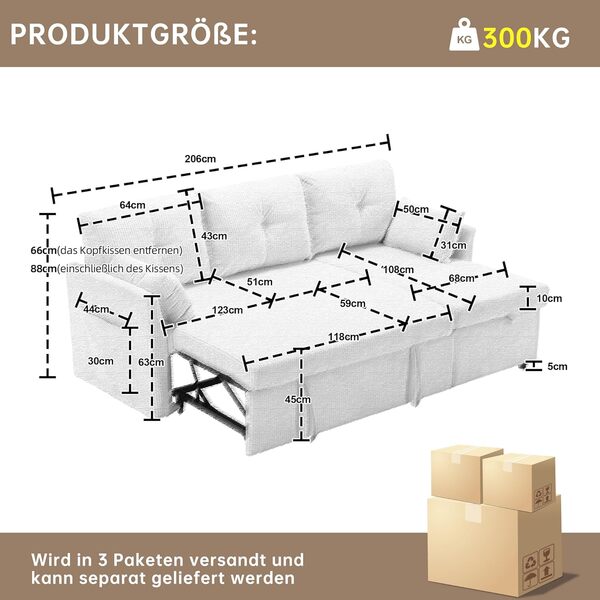 Canapé d'angle Convertible avec sièges de Rangement et Poches accoudoirs,Canapé Convertible avec Forme des Rayures,canapé 3 Places,Velours (Beige)