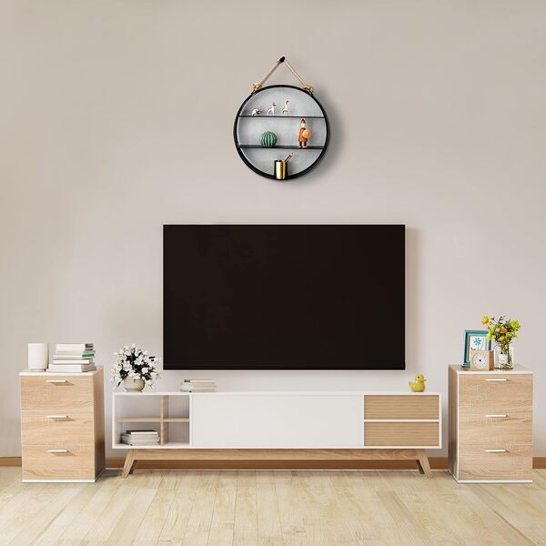 Yaheetech Lot de 2 Tables de Chevet Table de Nuit en Bois 40 x 35 x 60 cm Commode de Rangement Chambre à Coucher Moderne avec 3 Tiroirs pour Salon Bureau Chêne Clair