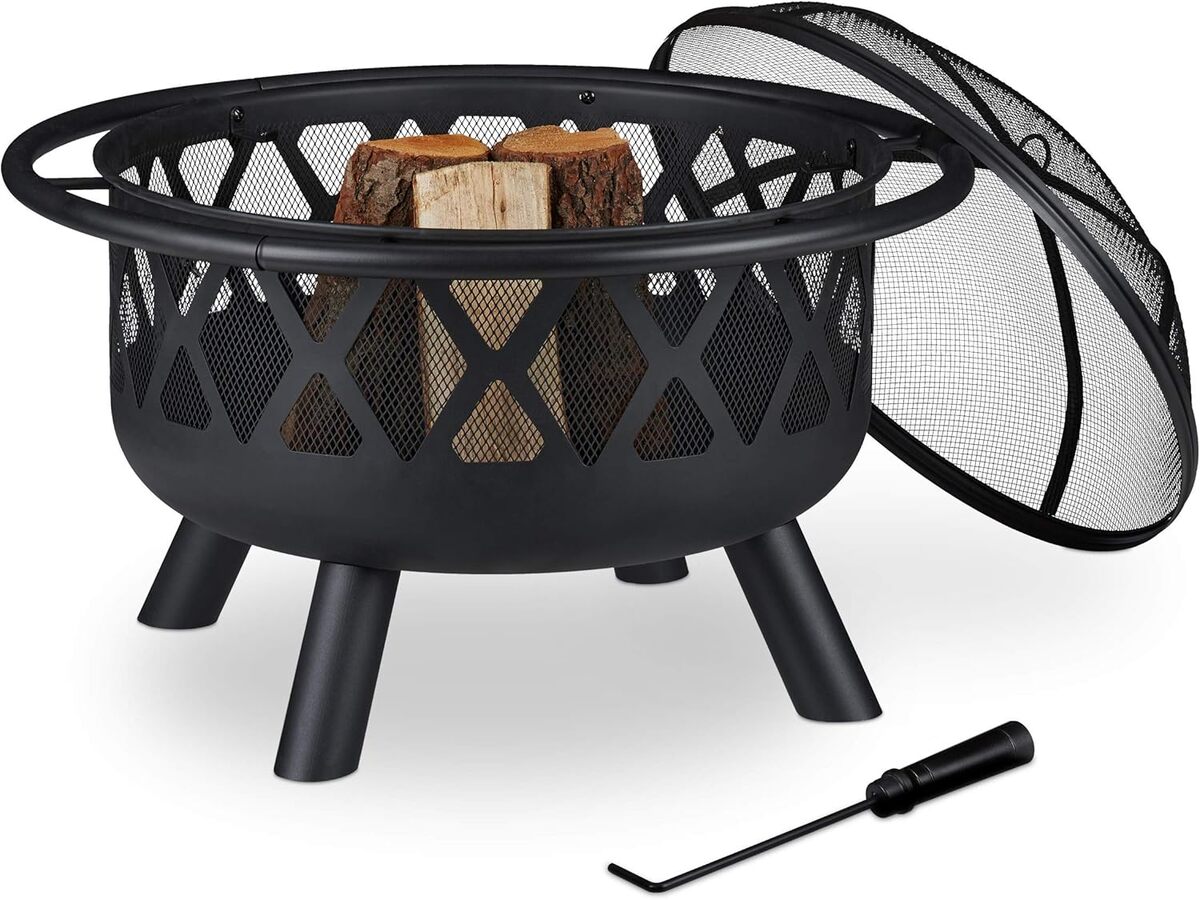 Test : brasero Relaxdays en acier, extérieur D 75 cm noir