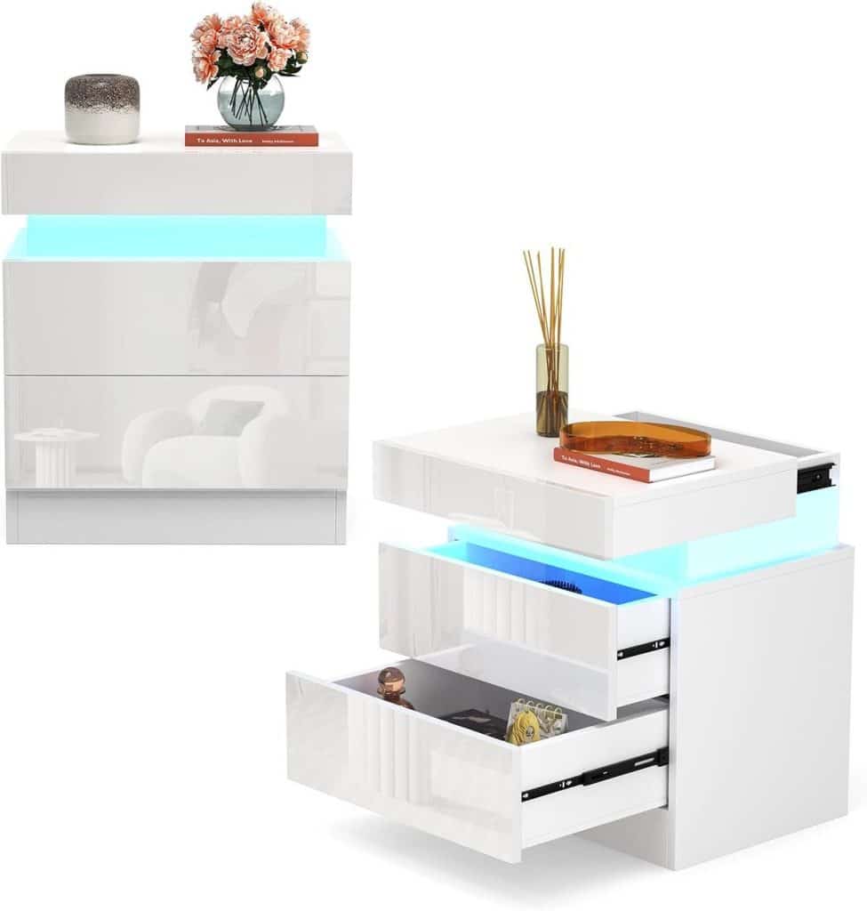 Test : chevet Lvhcmfohm avec lumière LED et rangements