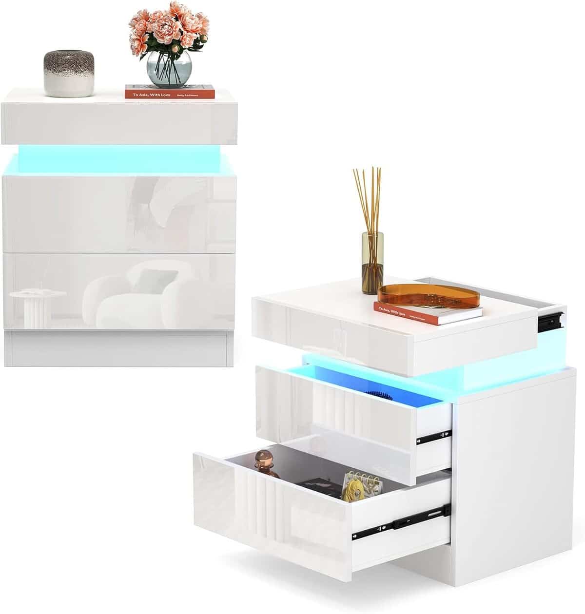 Test : chevet Lvhcmfohm avec lumière LED et rangements