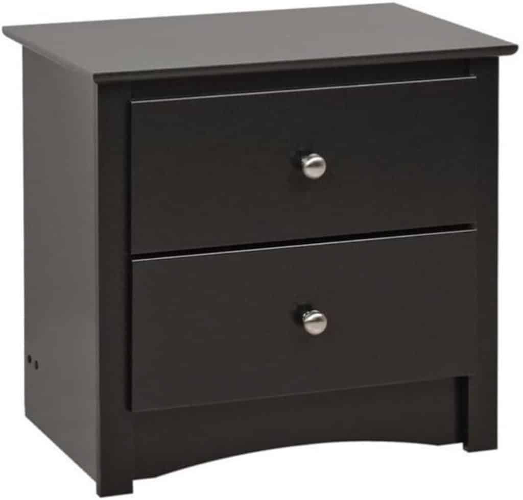 Test Prepac Sonoma : table de chevet 2 tiroirs noire