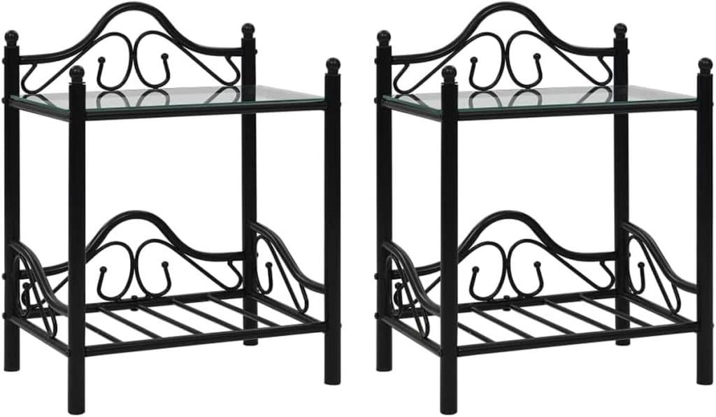 Test table de chevet vidaXL en acier et verre noir