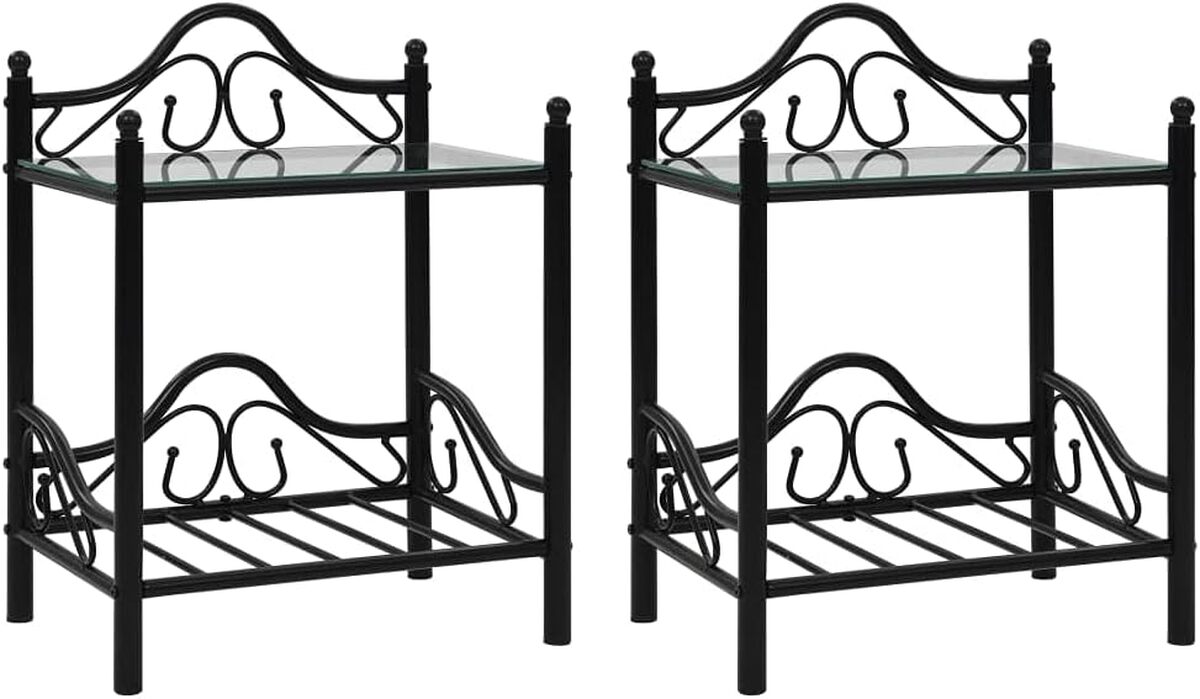 Test table de chevet vidaXL en acier et verre noir