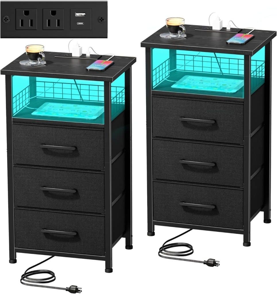 Test : tables de nuit LAKEMID avec LED et chargeur intégré