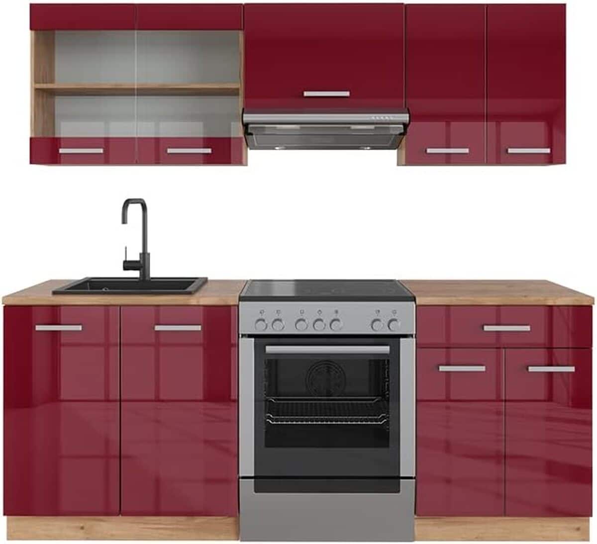 Test Vicco R-Line : cuisine rouge brillante et chêne doré