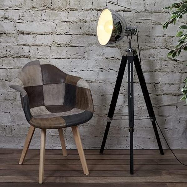 HOME DECO FACTORY, HD6138, Lot de 2 Fauteuils Patchwork PU Confortable et Design Moderne, Idéal pour Salon ou Bureau, Facile à Assembler, Dimensions 62x59x84 cm, Couleur Marron