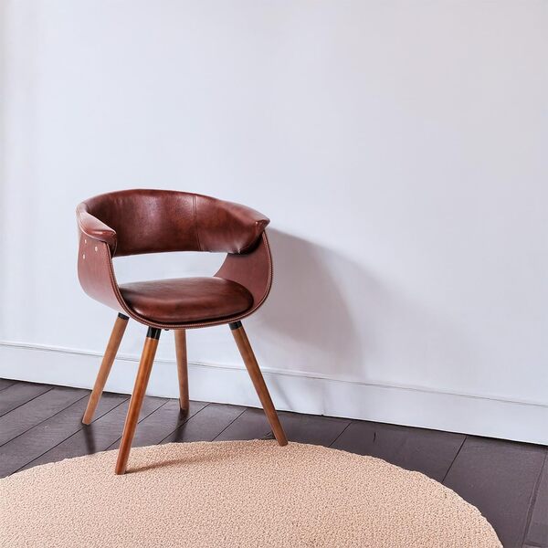 Kare Design Chaise Monaco, Nougat-Marron, Aspect Cuir, Hêtre Massif, Chaise Avec Accoudoirs, Chaise Salle a Manger, Deco Intérieur, Decoration Salon, Cuisine, Chambre, Maison, 72x58x47cm