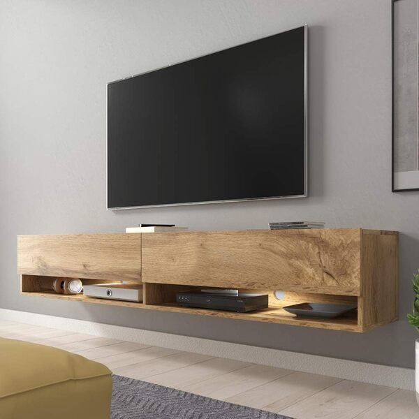 Selsey Meuble tv, Effet Chêne Wotan, 180 x 32,5 x 30