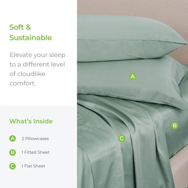 Cariloha Parure de lit 4 pièces en Bambou Classique – Draps de lit et taies d’Oreiller – 100% Viscose de Bambou King Tahitian Breeze