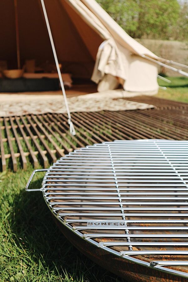 BonFeu BonBowl Brasero pour Le Jardin - Brasero d'extérieur - Grille de Cuisson en Acier Corten de qualité supérieure - pour Le Jardin (Set 100 cm)