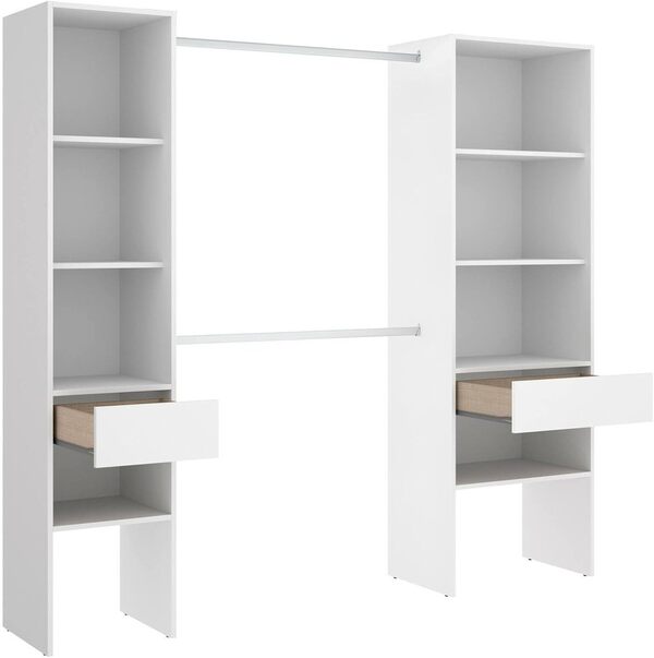 Dmora - Grande Garde-Robe Blossberg, Meubles de Chambre, Penderie de Plain-Pied, Placard à vêtements, 160x50 h185 cm, Blanc