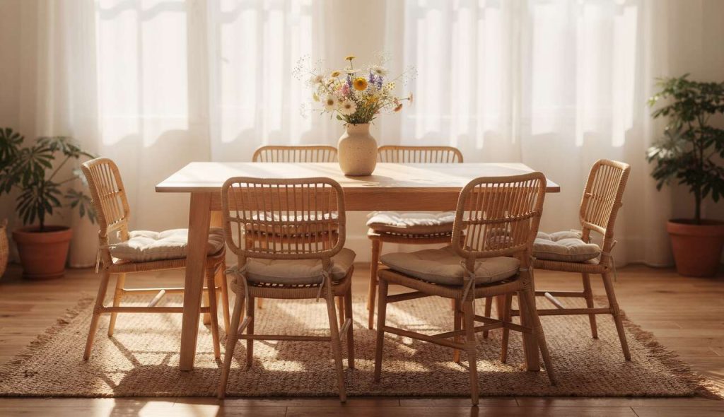 Sélection inspirante : chaises et tables en matériaux naturels