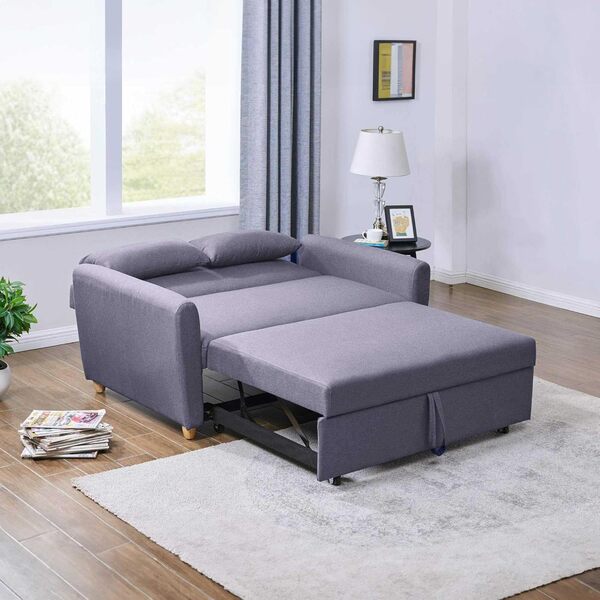 Canapé 2 Places Convertible Scandinave en Tissu, Gris