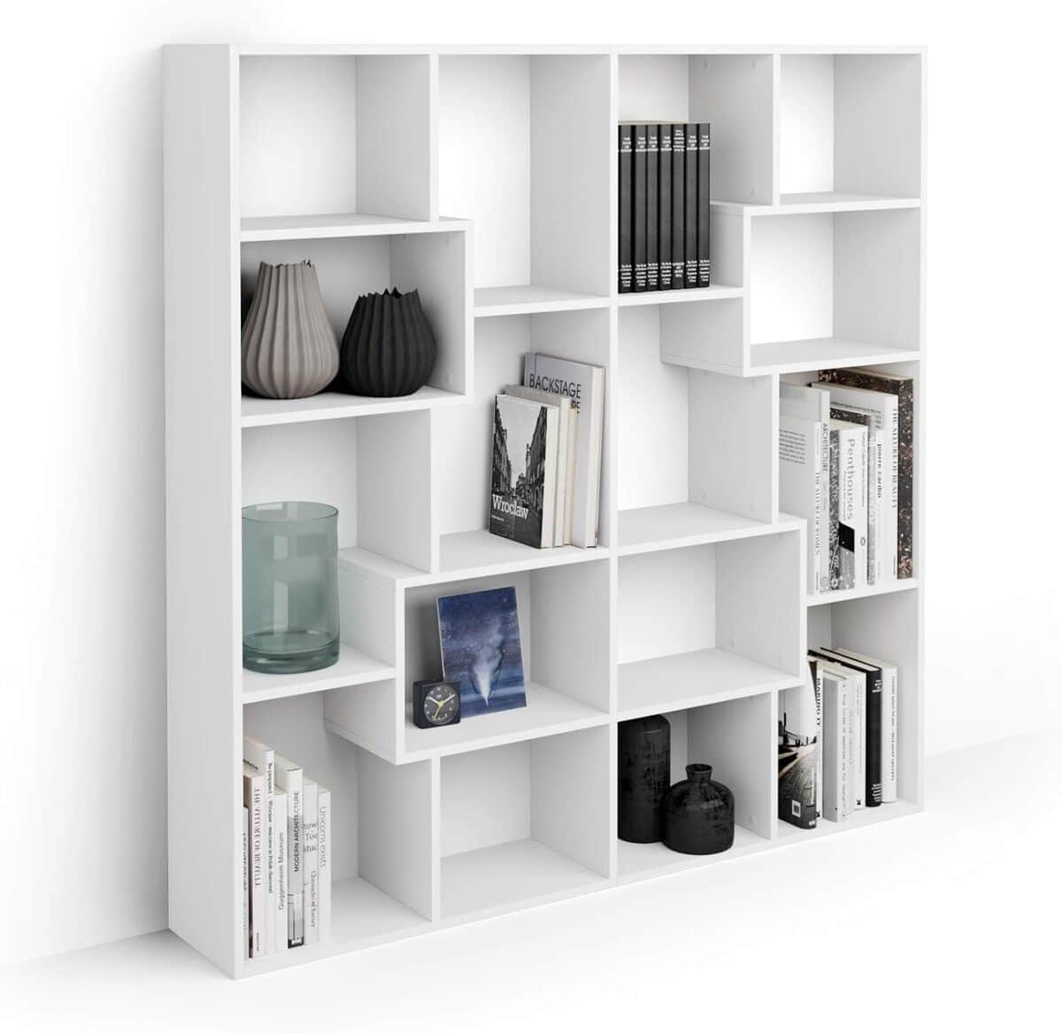 Test de la bibliothèque S Iacopo Mobili Fiver, design italien en frêne blanc