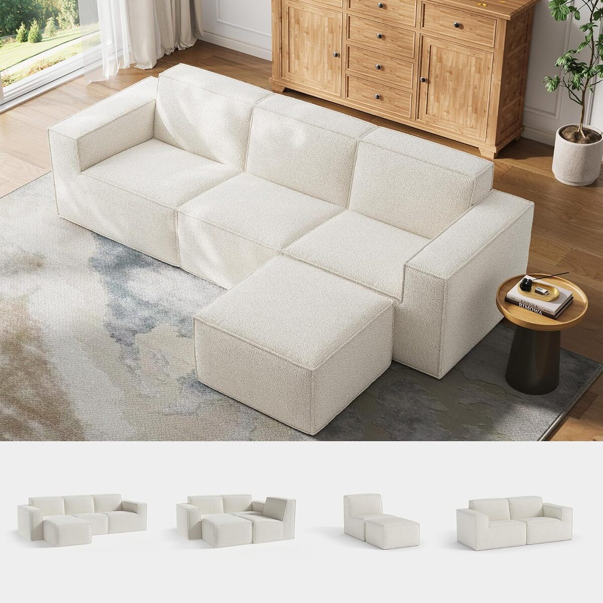 Test du canapé d'angle convertible LINSY HOME avec ottoman beige
