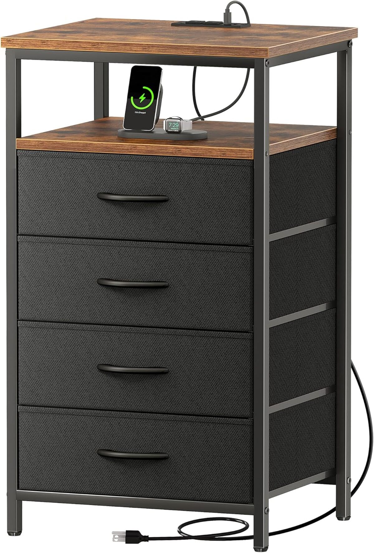Test : table de nuit Huuger avec chargeur et 4 tiroirs