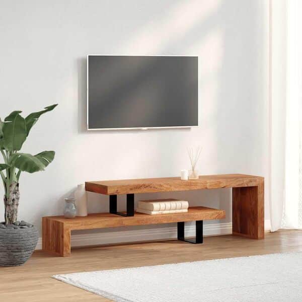vidaX Meuble TV Buffet Armoire Basse Centre de Divertissement Meuble de Salon Salle de Séjour Maison Intérieur Bois d'Acacia Massif