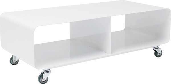 Kare Design Meuble TV Lounge, Blanc, Acier, avec Roulettes, Buffet Bas, Moderne, Deco Intérieur, Decoration Chambre, Salon, Couloir, Bureau, 30x90x42 cm (H/L/P)