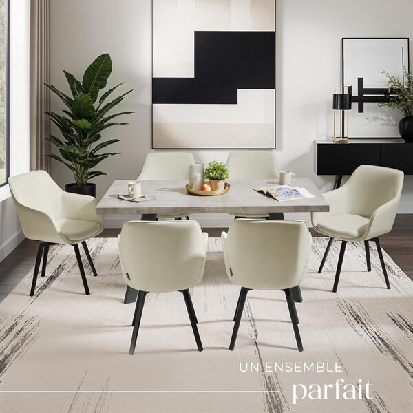 tectake® Lot de 4 Chaise pivotante de Salle à Manger Moderne Fauteuil salon Chaise Ergonomique Rembourrée Confortable Chaise Design Meuble salon pour Salle à manger, salon, coiffeuse, chambre, cuisine