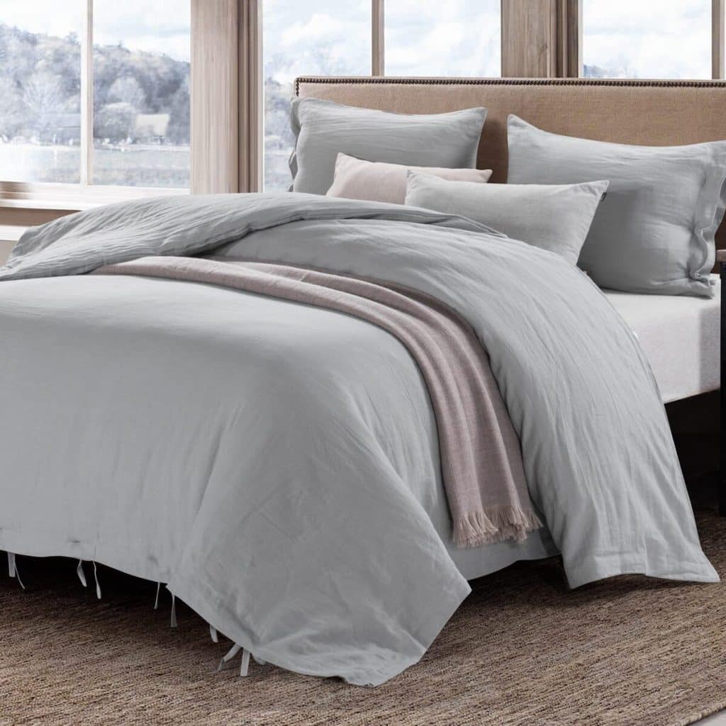 Avis : parure de housse de couette Meadow Park en lin vintage gris