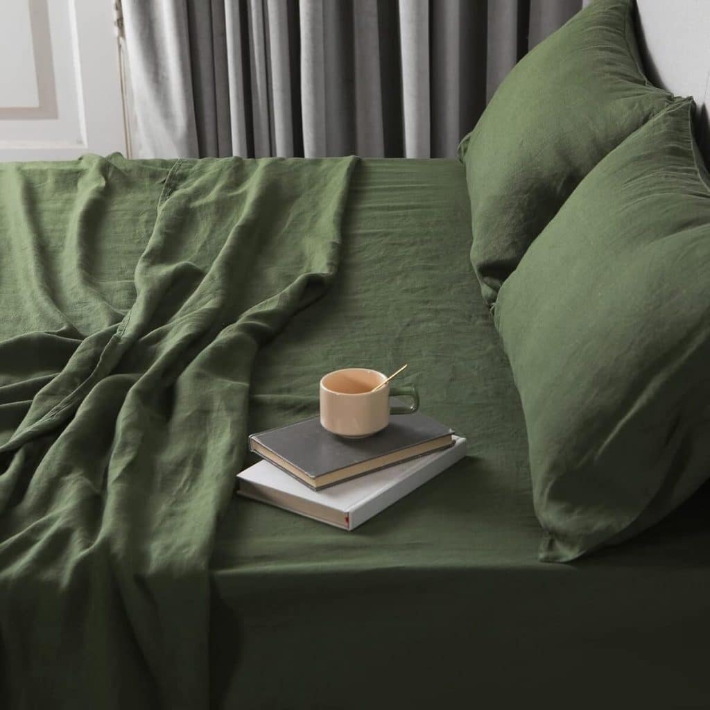 Avis parure de lit XZ XIFA 4 pièces en lin vert