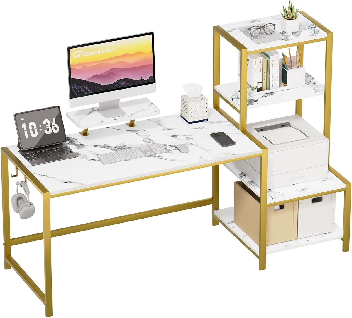 Test du bureau GreenForest avec étagère et support moniteur