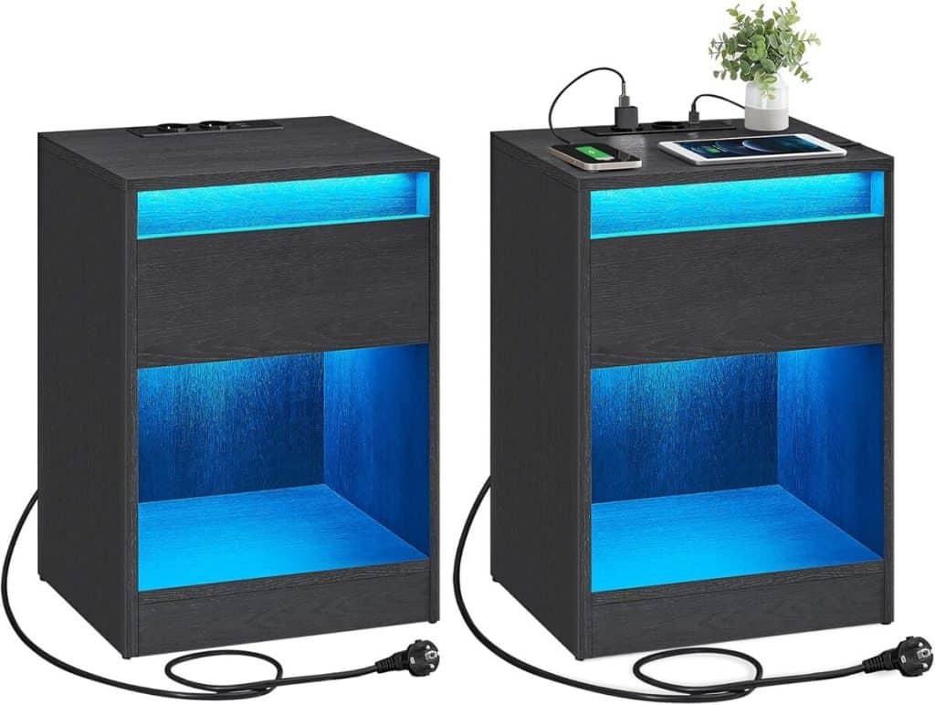 Test : table de nuit VASAGLE Kailyn avec LED et multiprise