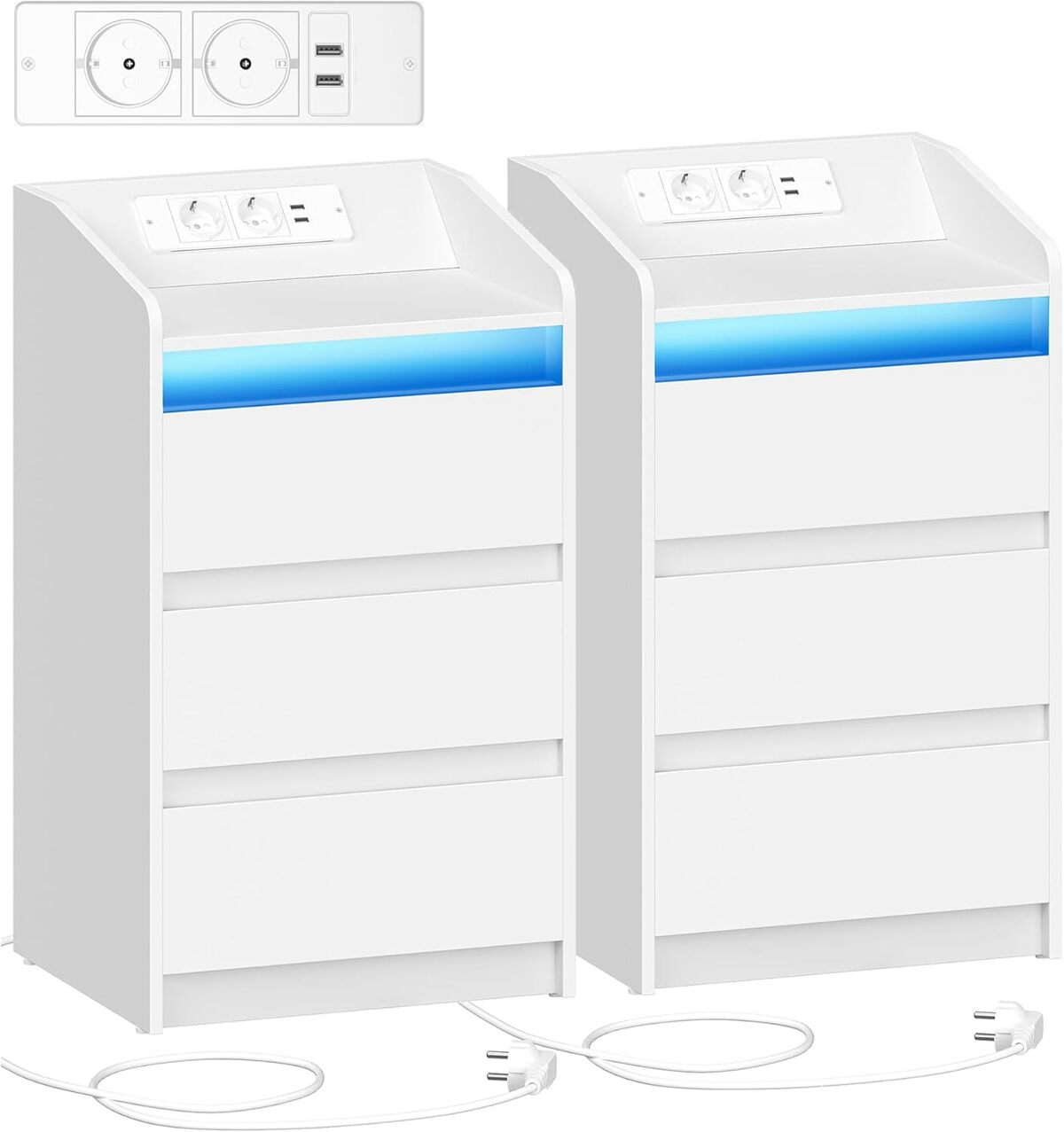 Test : tables de chevet Hzuaneri avec station de charge et LED
