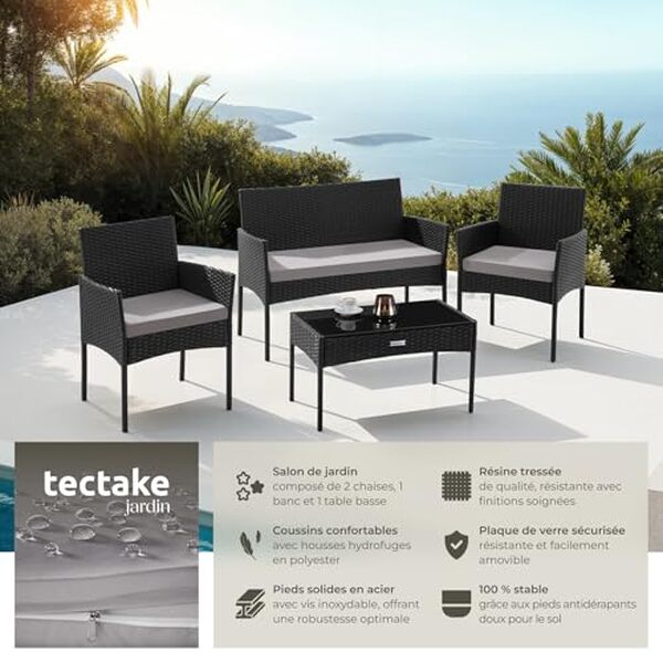 Découvrez notre avis détaillé sur le salon de jardin TecTake en résine tressée : qualité, design et confort au rendez-vous pour une terrasse élégante et moderne.