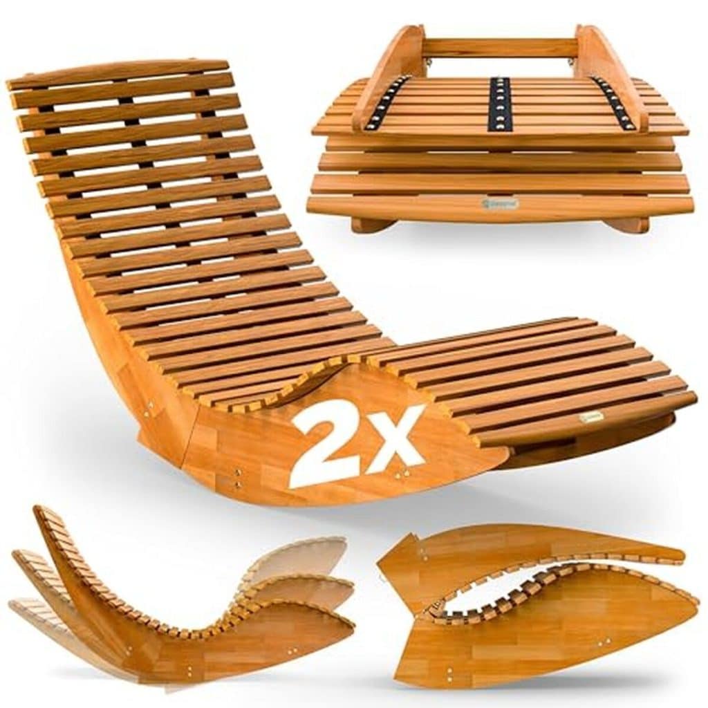 Revue : chaise longue pliable en bois Casaria pour jardin et sauna