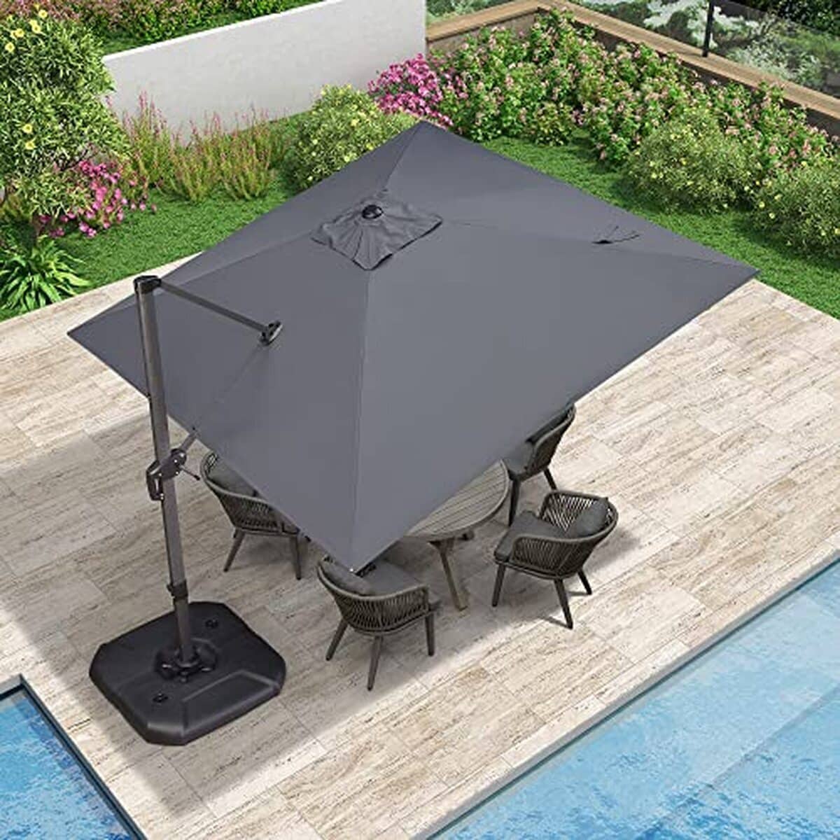 Test du parasol déporté Purple Leaf 3 × 3 m en aluminium
