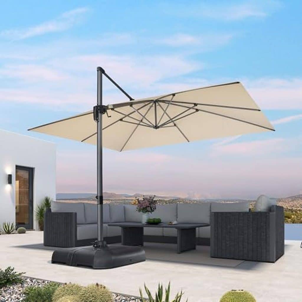 Test du parasol déporté Purple Leaf 3 × 4 m : robustesse et design