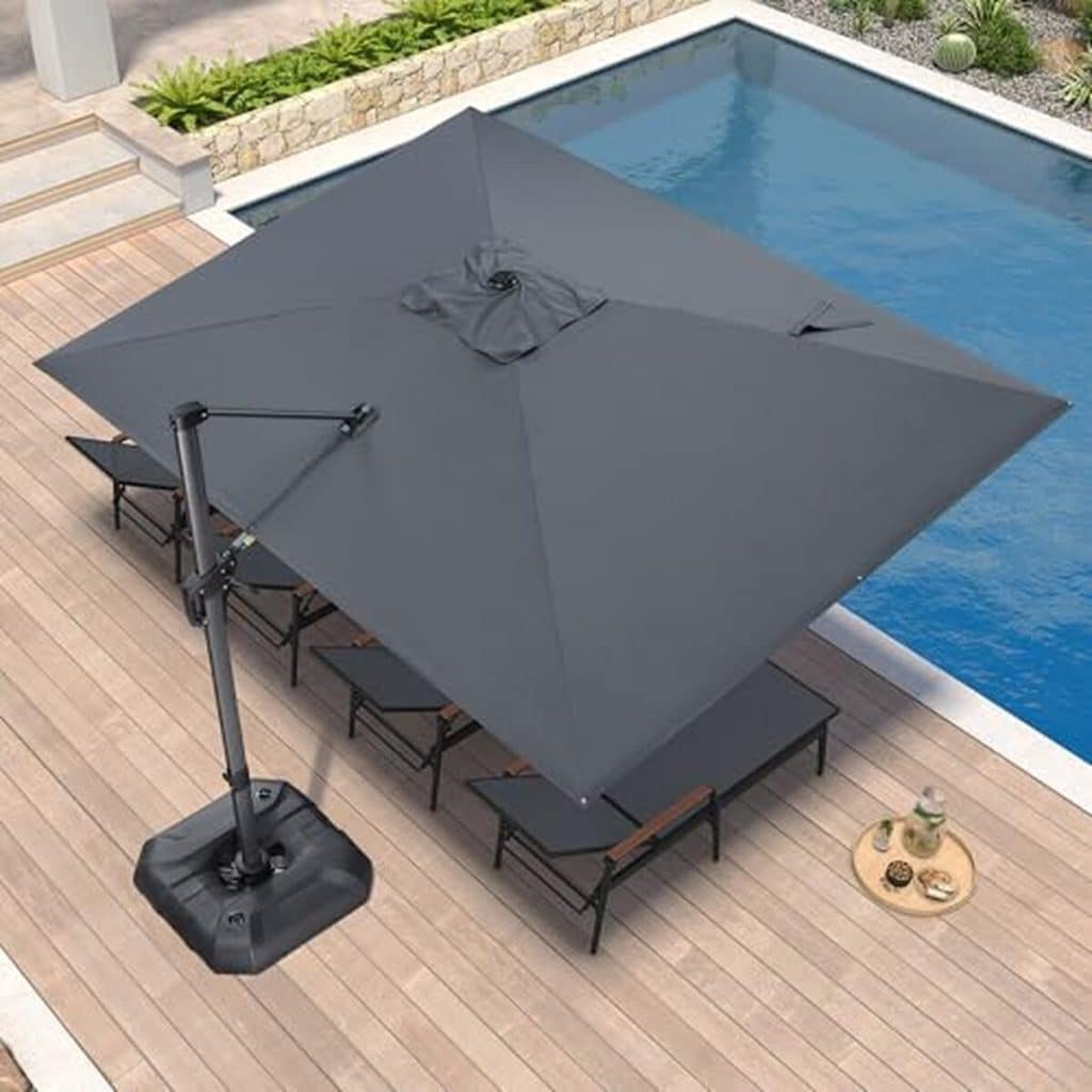 Test du parasol déporté Purple Leaf inclinable et rotatif 360°