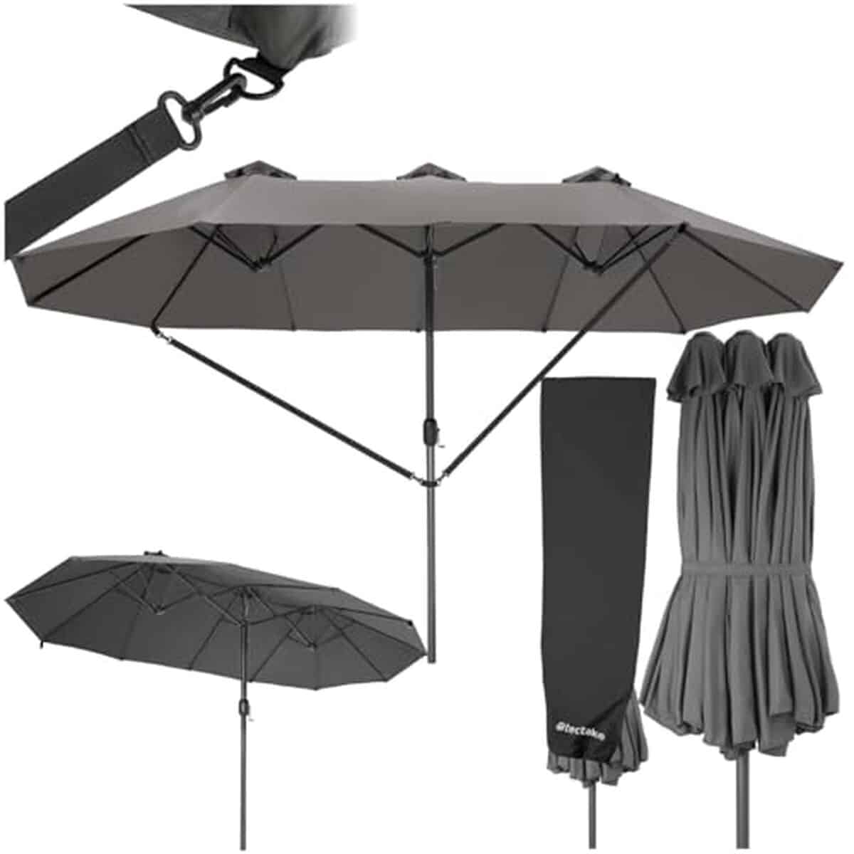 Test du parasol double TecTake® : protection UV et résistance au vent