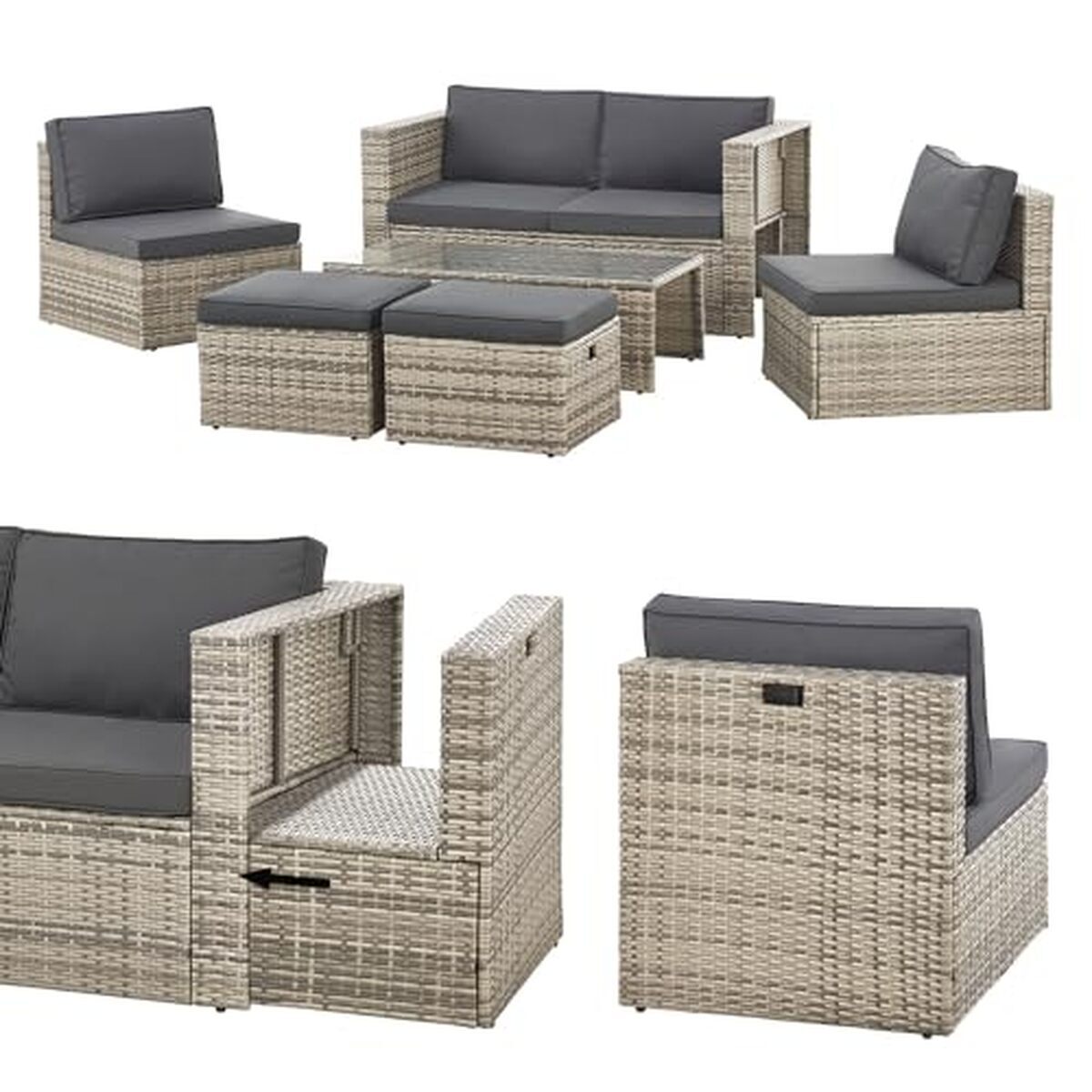 Test du salon de jardin Juskys Salou en polyrotin 6 personnes