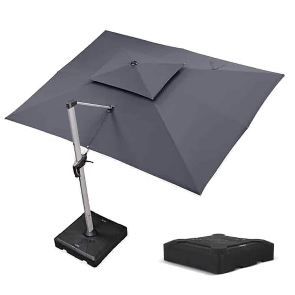 Test : parasol déporté Purple Leaf 3 x 4 m à toit double rotatif 360°