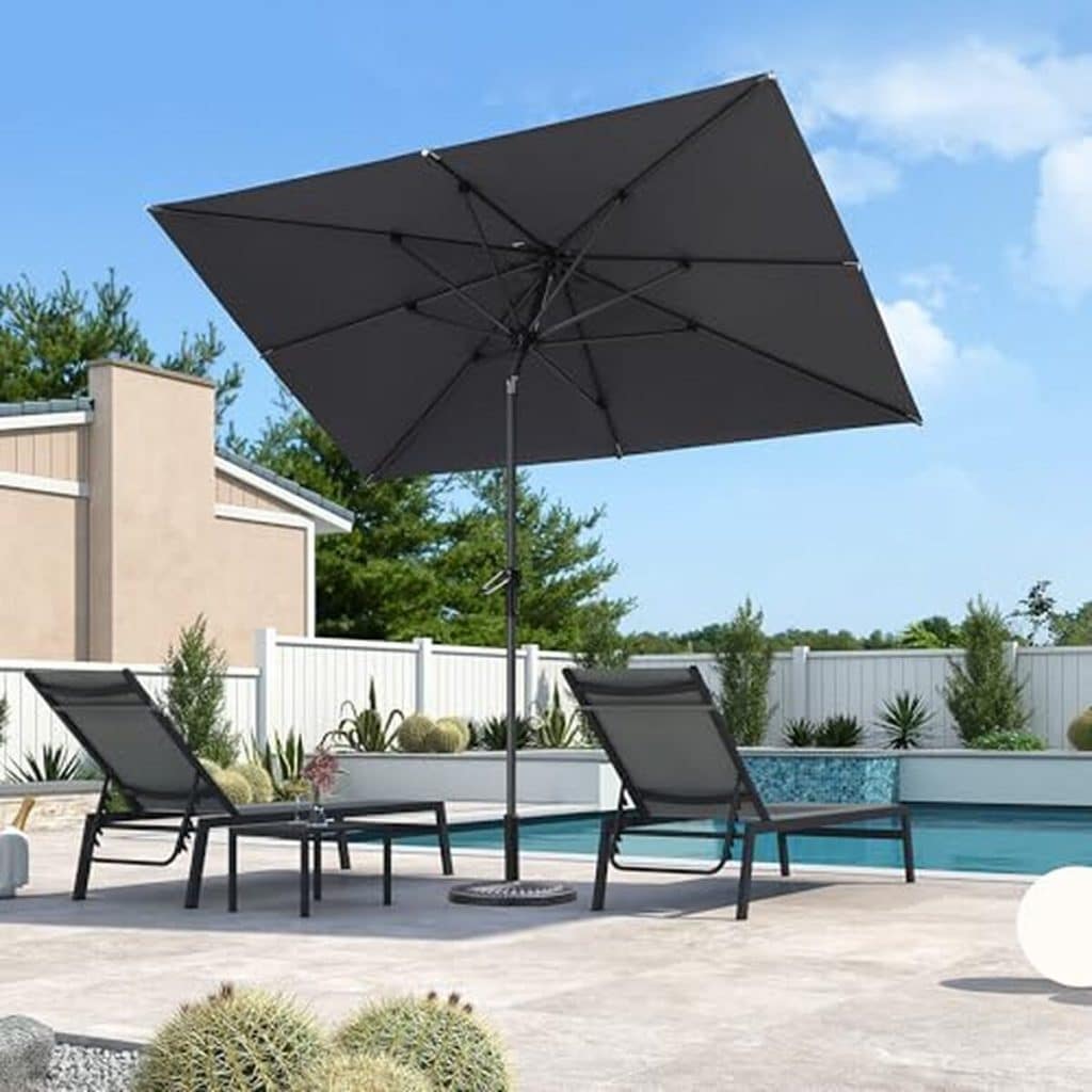 Test : parasol inclinable Purple Leaf 180 x 270 cm, protection UV élégante