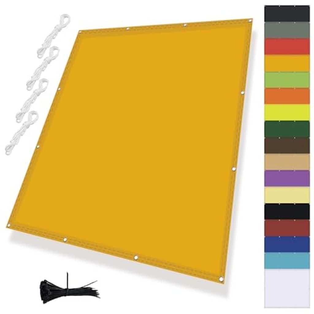 Test : parasol voile 10x10 m tissu imperméable jaune mangue