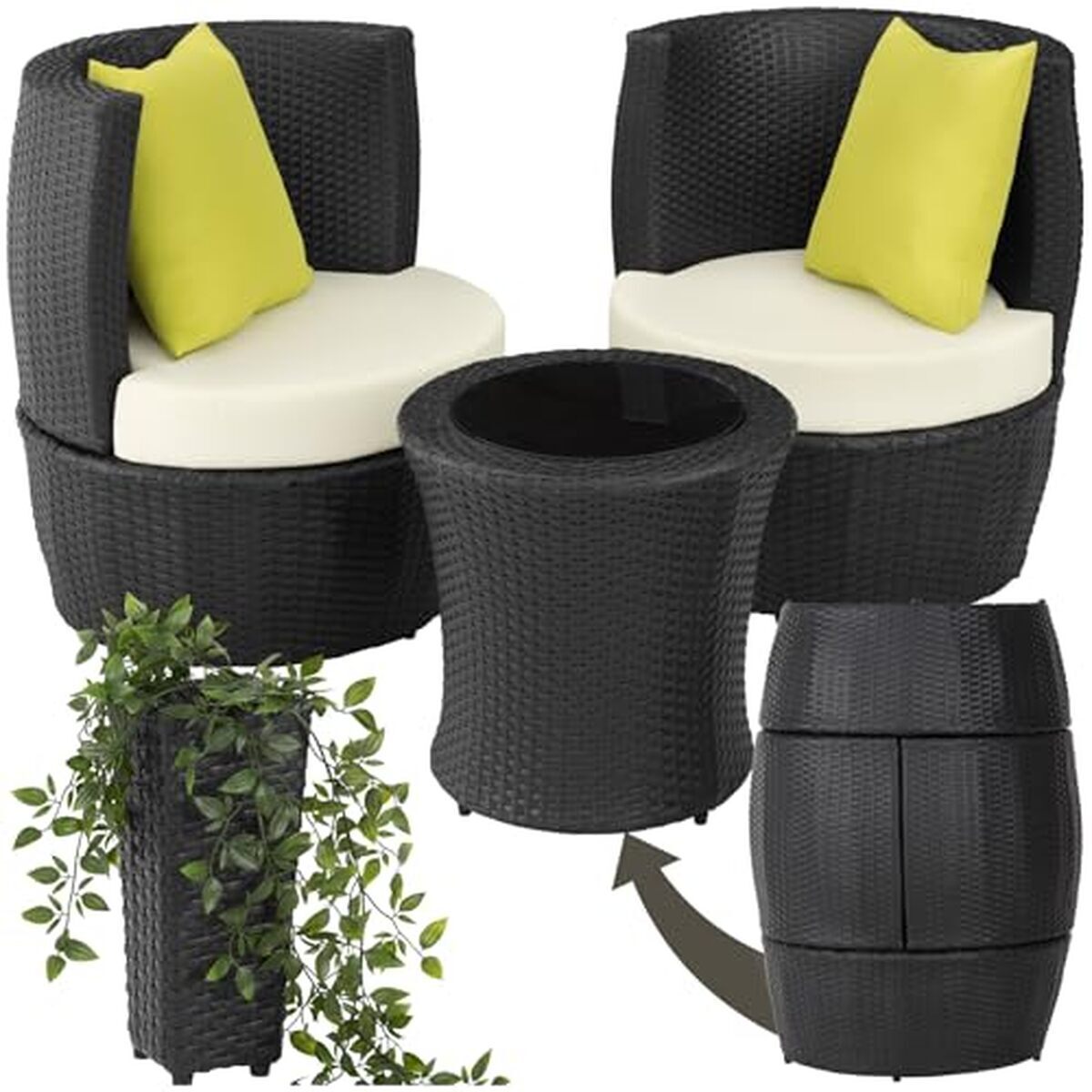 Test TecTake salon de jardin 2 personnes : fauteuils et table en poly rotin