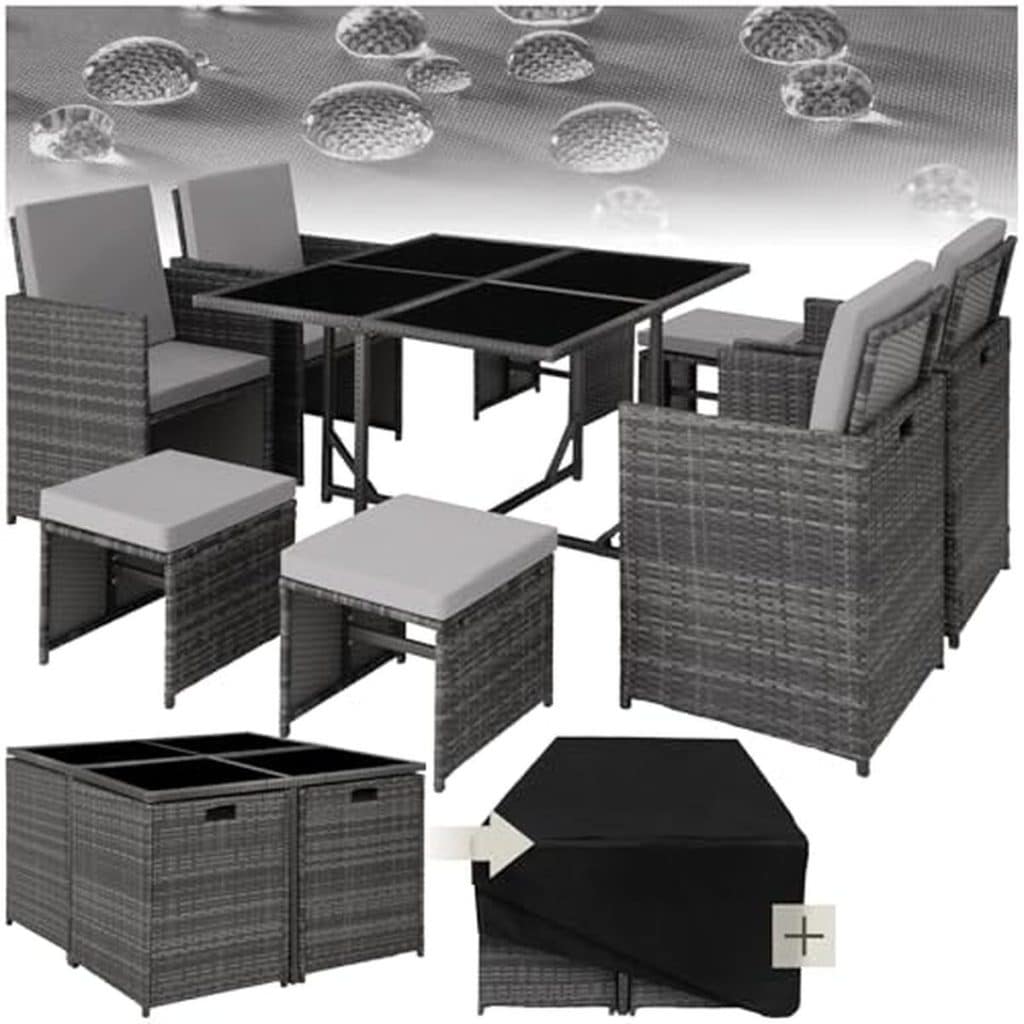 Test TecTake : salon de jardin en poly rotin gris