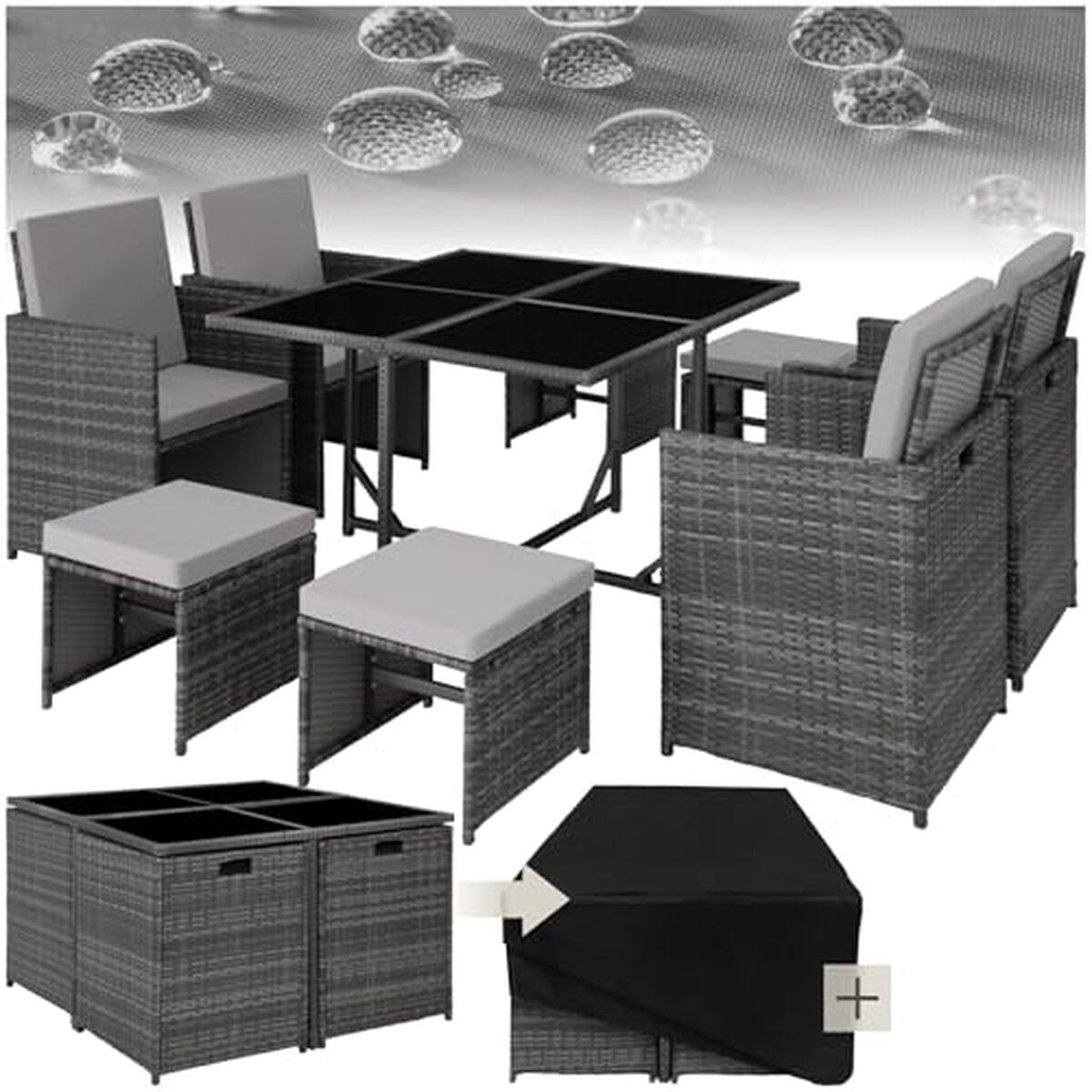 Test TecTake : salon de jardin en poly rotin gris