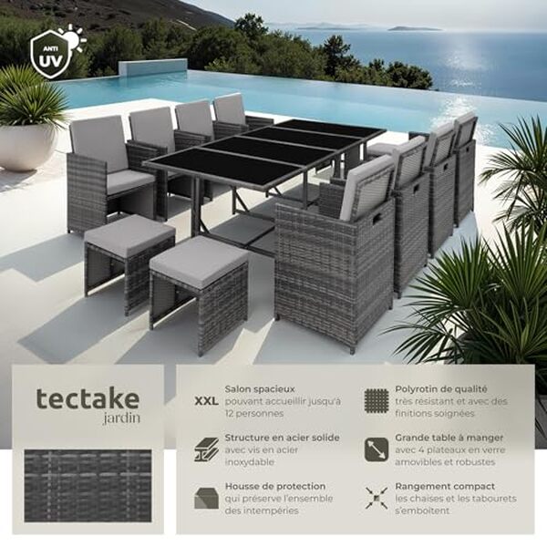 Découvrez notre test complet du salon jardin TecTake en résine tressée : design, confort et durabilité au rendez-vous pour sublimer votre extérieur.