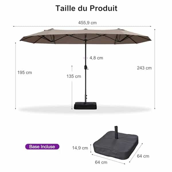 Découvrez notre analyse complète du grand parasol Purple Leaf de 4, 55 mètres : confort, design élégant et performances pour embellir votre extérieur.