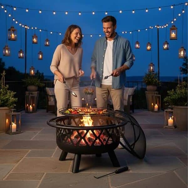 Découvrez notre test complet du brasero Relaxdays incluant la grille, la protection contre les étincelles et le tisonnier pour un usage en toute sécurité